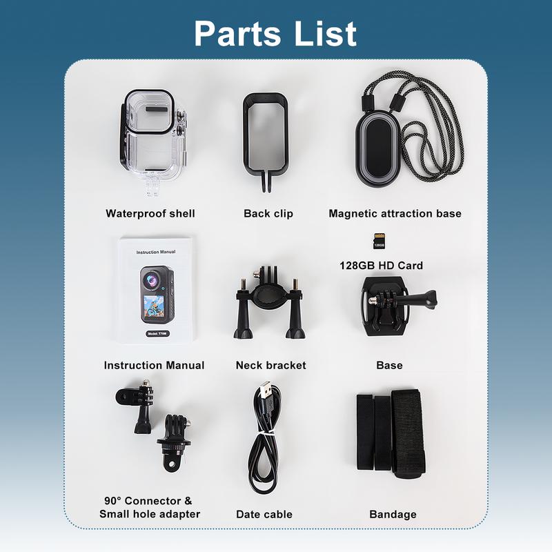 NUISK Mini 4K Body Camera, Magnetic Clip, 128GB Storage, Waterproof, Wearable Action Cam