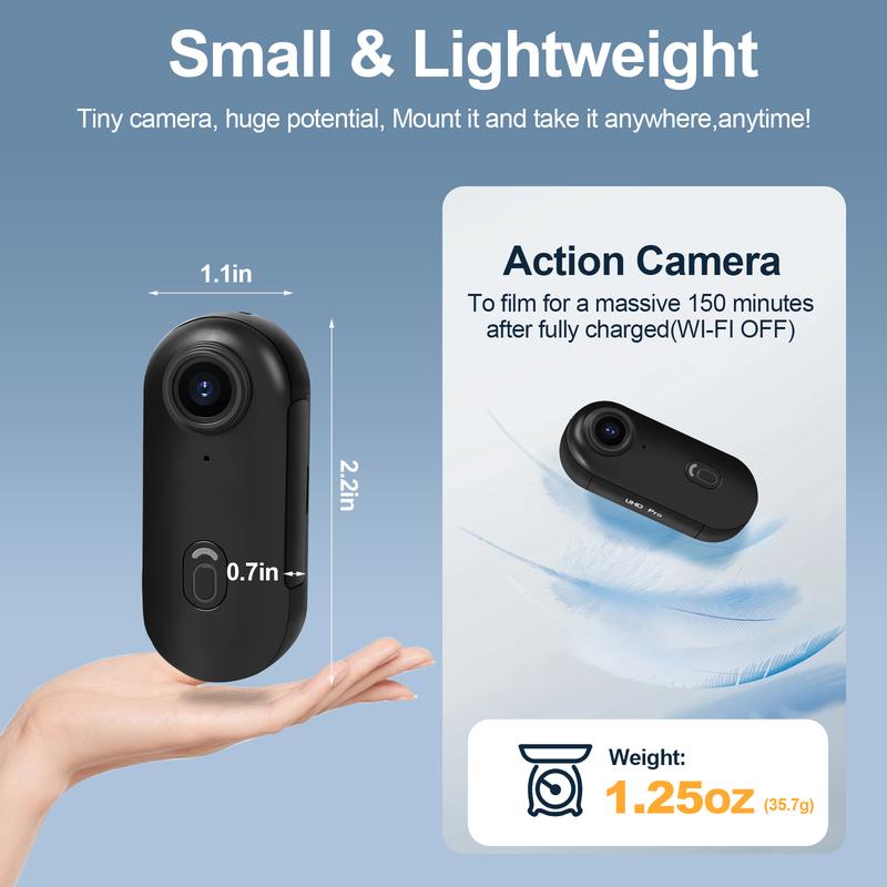 NUISK Mini 4K Thumb Body Camera, 128GB Storage, Hands-Free Magnetic Waterproof POV Cam