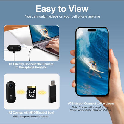 NUISK Mini 4K Thumb Body Camera, 128GB Storage, Hands-Free Magnetic Waterproof POV Cam