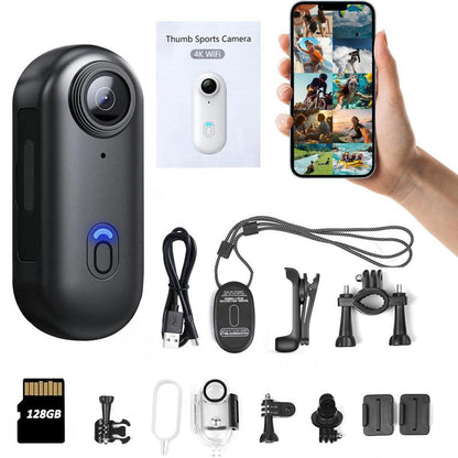 NUISK Mini 4K POV Camera with 128GB, IPX7 Waterproof, Magnetic Wearable Cam