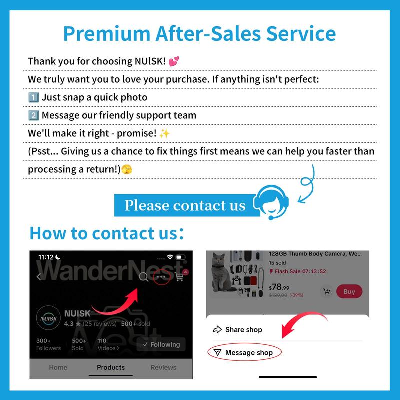 NUISK Mini 4K POV Camera with 128GB, IPX7 Waterproof, Magnetic Wearable Cam