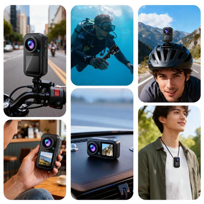 NUISK 4K 60FPS Action Camera, Dual Touch Screens, WiFi, 128GB, Waterproof, EIS, Magnetic Mount