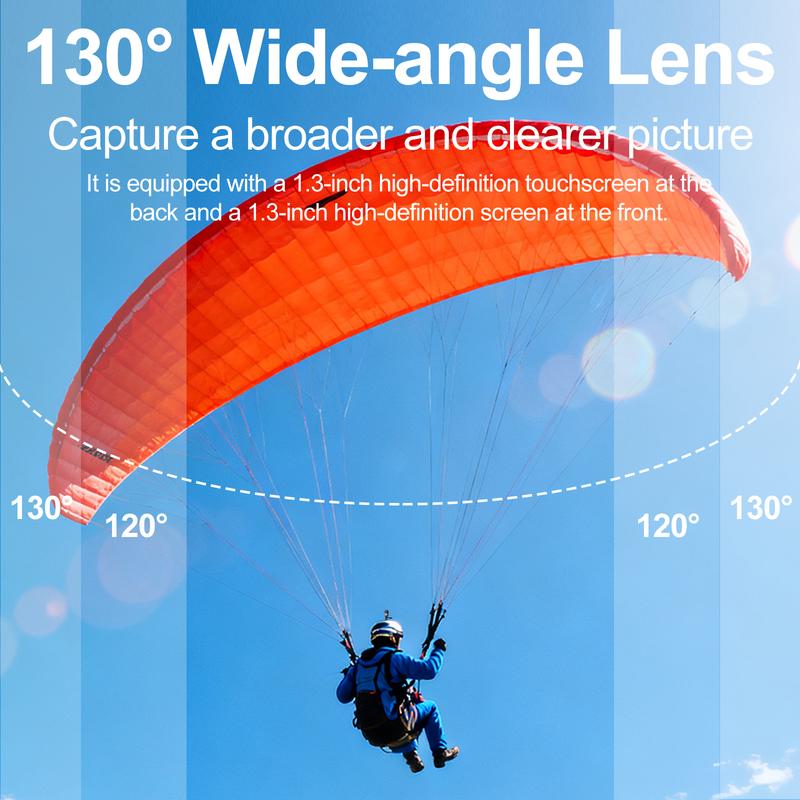 NUISK 4K 60FPS Action Camera, Dual Touch Screens, WiFi, 128GB, Waterproof, EIS, Magnetic Mount