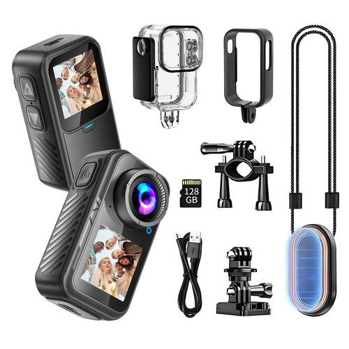 NUISK Mini 4K Body Camera, Magnetic Clip, 128GB Storage, Waterproof, Wearable Action Cam
