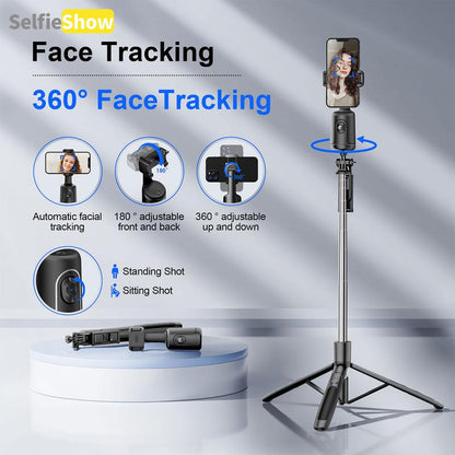 Smart AI Phone Tripod with 360° Face Tracking, Auto Pan & Tilt, Stable for Indoor & Outdoor Use