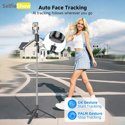 Smart AI Phone Tripod with 360° Face Tracking, Auto Pan & Tilt, Stable for Indoor & Outdoor Use