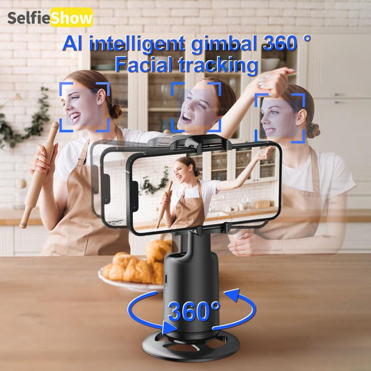 Smart AI Phone Tripod with 360° Face Tracking, Auto Pan & Tilt, Stable for Indoor & Outdoor Use