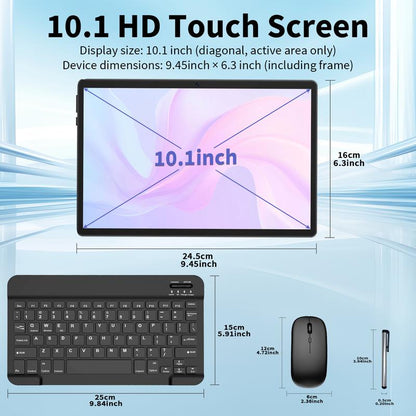 PYNAREL Android 15 Tablet 10.1", 2-in-1 Portable Device, 12GB RAM, Holiday Gift
